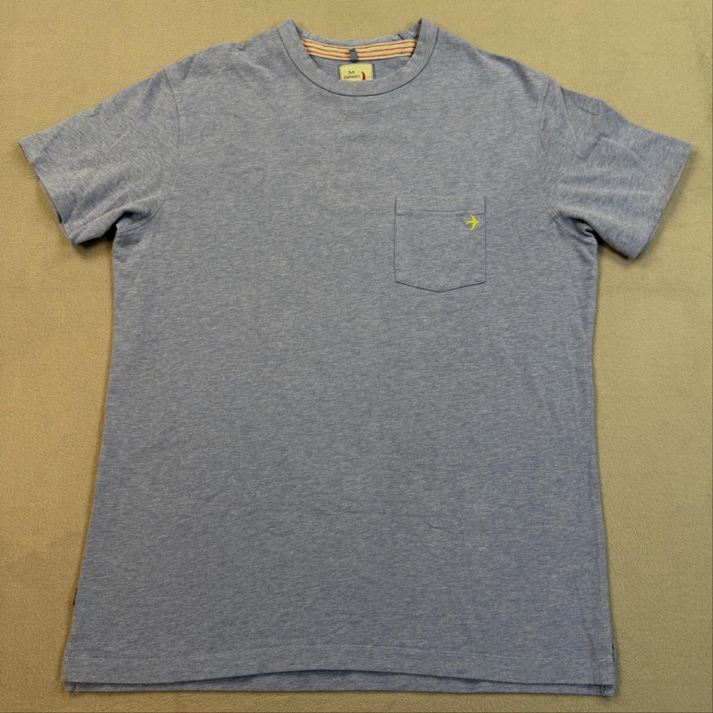 Relwen Shirt Mens Medium Blue Pocket Crewneck Cotton Logo Solid Casual Tee